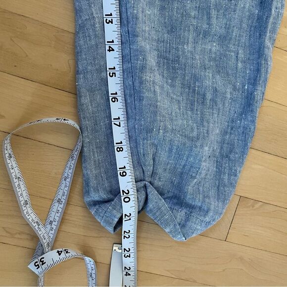 MagicLinen Tapered Leg Button Fly Linen Pants in Blue Melange S NWOT - Picture 7 of 12